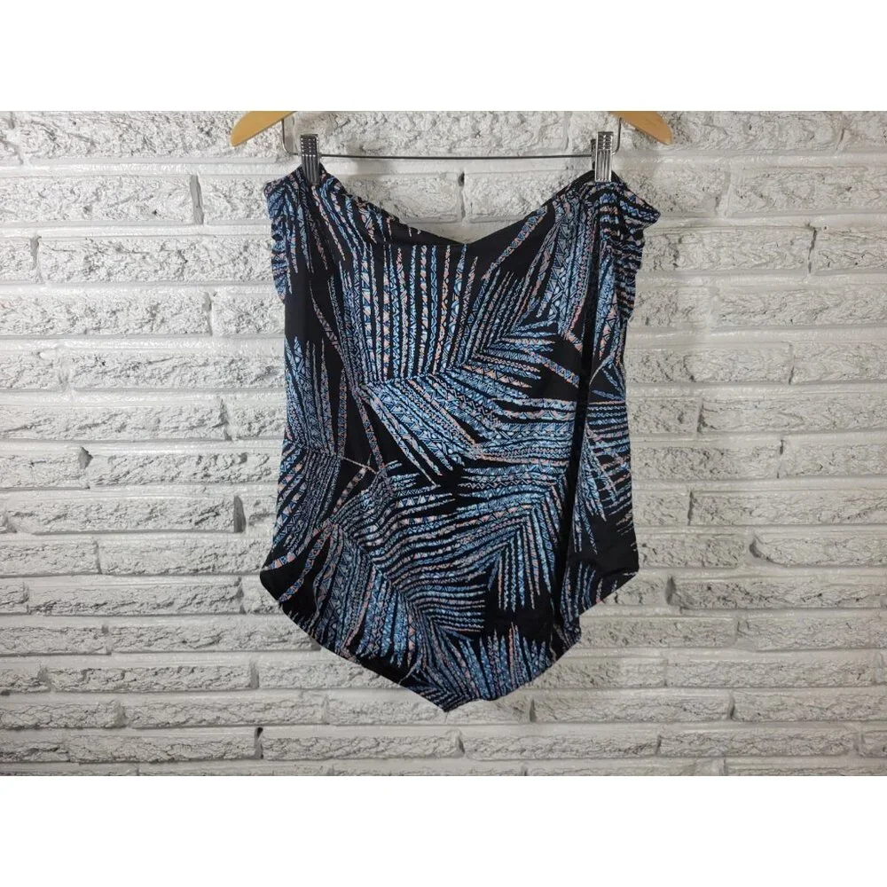 Miracle Brand Embrace Curves 3X Blue One Shoulder One Piece Swimsuit GEO44XE